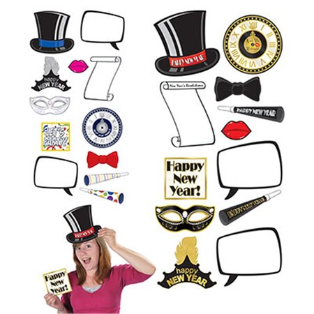 New Year Photo Fun Signs, 12PK